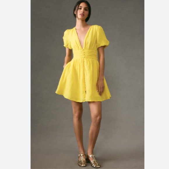 The Katerina Button-Front Mini Dress by Anthropologie - Picture 1 of 8